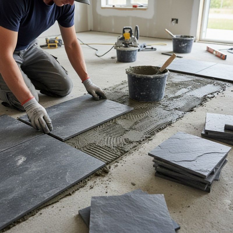 Slate Tile Floor Installation
